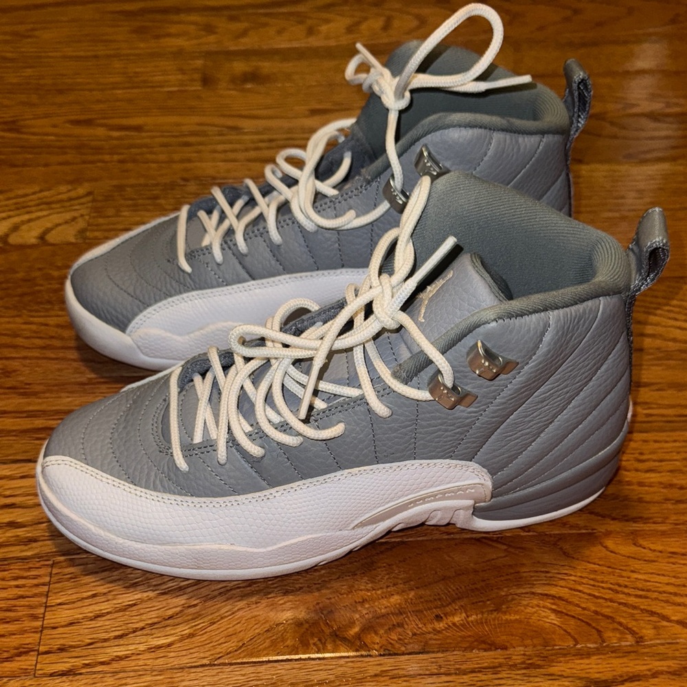 Jordan Retro 12 Sneakers in Light Gray and White